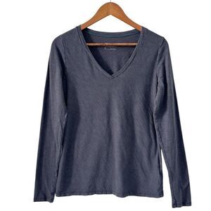 Patagonia Necessity Organic Cotton V-Neck Long Sleeve Top Gray Size Medium